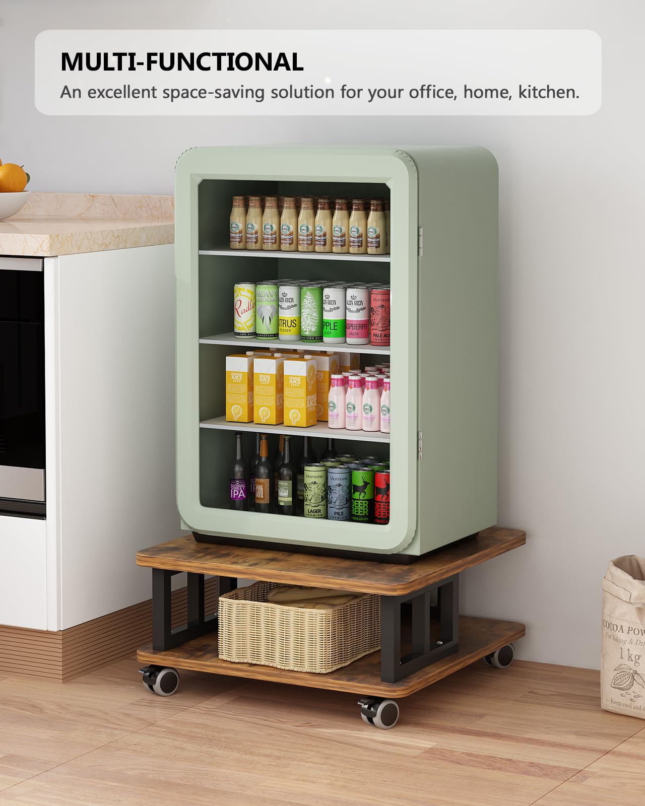 2-Tier Mobile Printer Stand with Wheels - 23.6