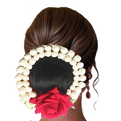 Handmade Bridal Hair Bun - Artificial Mogra Gajra Juda Hairpiece for Women & Girls | Wedding, Party & Special Occasion Hairstyle Accessory