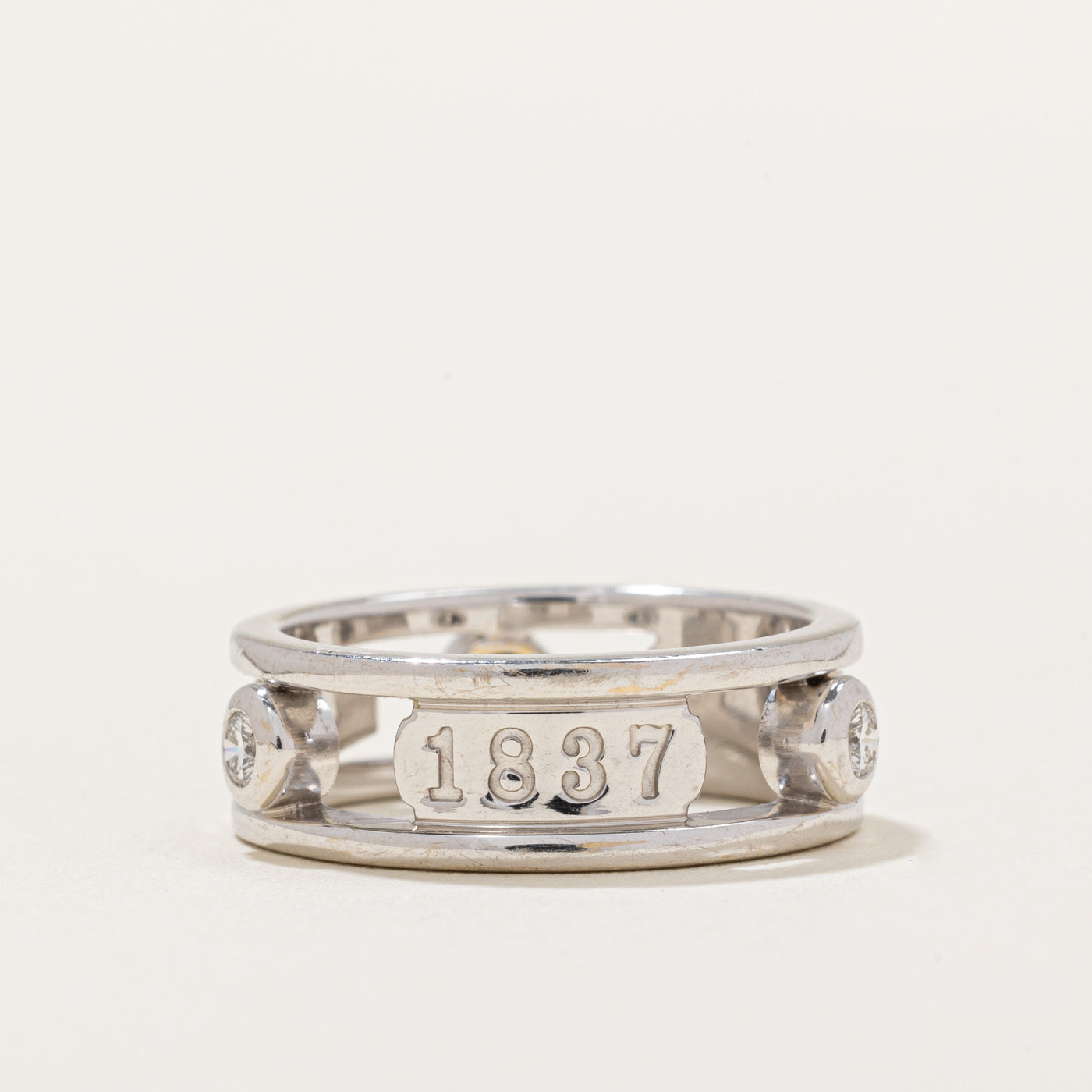 Tiffany & Co 1837 Diamond Band Ring - 0.10 Carat Total Weight (CTW) - Size 5 - Elegant Wedding Band, Anniversary Gift, or Everyday Luxury Jewelry for Women