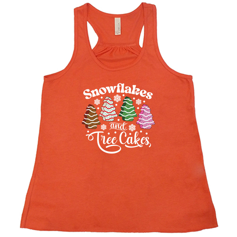 Snowflakes & Tree Cakes Graphic T-Shirt | Christmas Holiday Sweets Themed Cotton Tee for Women & Men | Perfect for Winter Parties, Gift Exchanges & Festive Celebrations