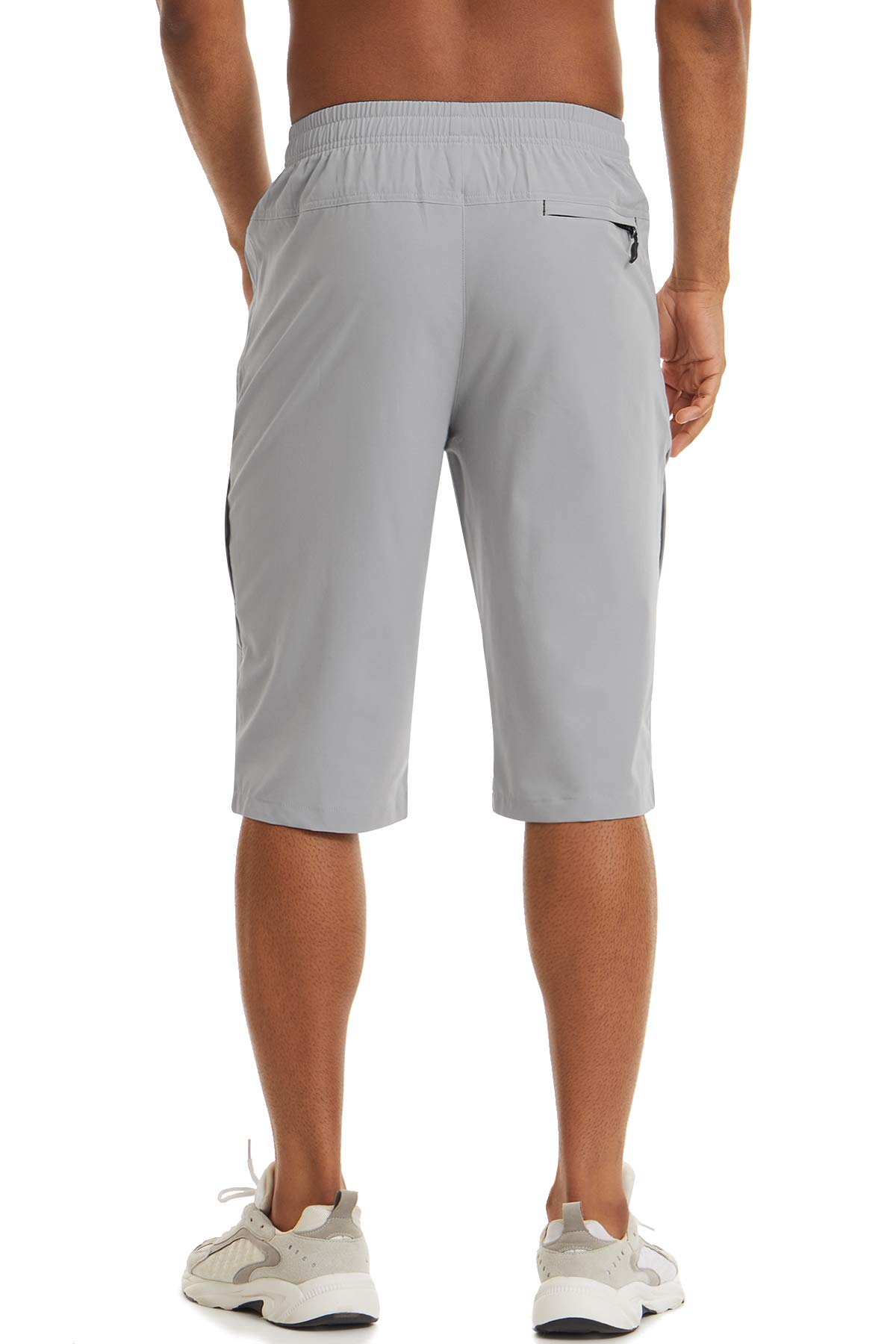 TACVASEN Men's Quick-Dry Hiking 3/4 Long Capri Shorts - Athletic Workout Running Shorts with Zipper Pockets - Perfect for Outdoor Adventures, Gym & Travel