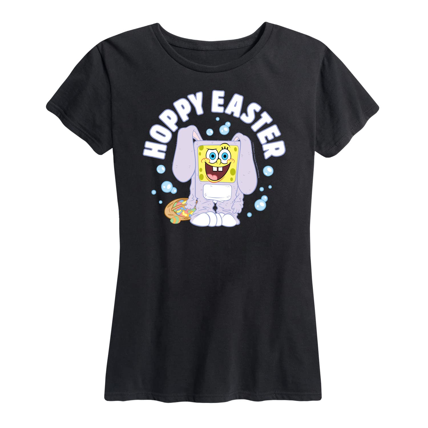 Spongebob Squarepants Easter Graphic T-Shirt for Women - Soft Short Sleeve Casual Tee - Perfect for Easter Celebrations, Spring Outfits & Cartoon Lovers