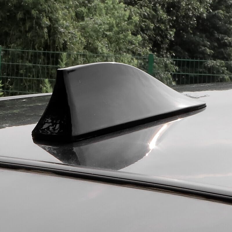 Universal Black Car Shark Fin Antenna - Enhanced AM/FM Radio Signal Roof Aerial Cover for Car, SUV, Truck - Perfect for Outdoor Adventures and City Driving