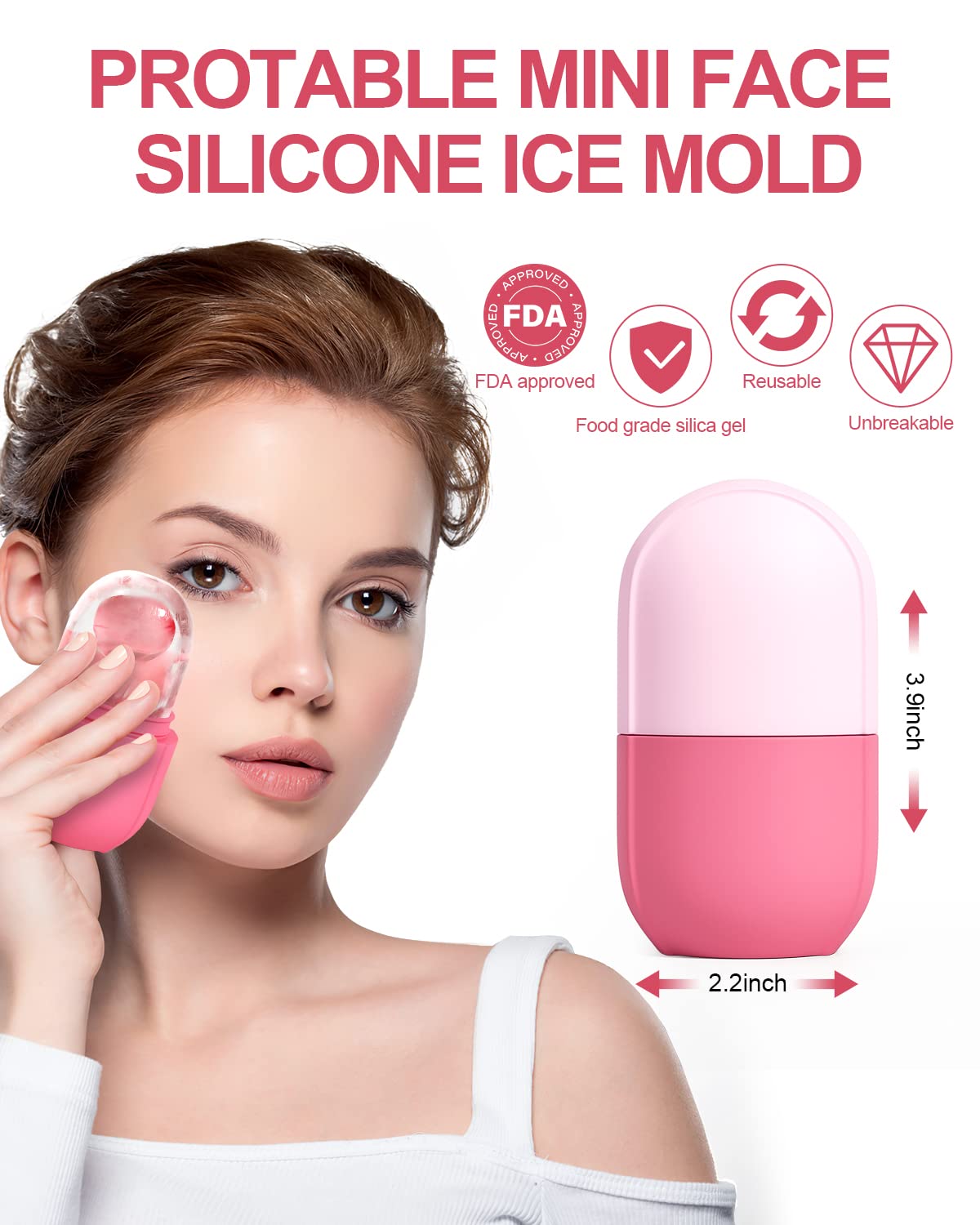 Ice Roller for Face & Eye - Cooling Facial Massager for Puffiness Relief, Brightening Skin & Shrinking Pores - Beauty Tool to Reduce Fine Lines & Dark Circles - Perfect for Morning Routine & Post-Workout Skin Care