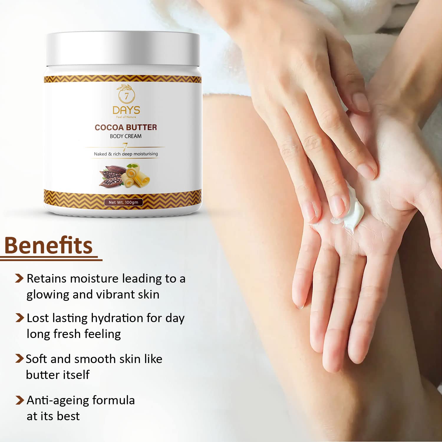 Men's & Women's Cocoa Butter Body Cream for Dry Skin – 24 Hour Deep Hydration | Shea Butter Moisturizer with Extra Nourishing Formula – Hydrating Hand & Body Lotion (100ml) – Perfect for Daily Skincare Routine & Winter Dry Skin Care