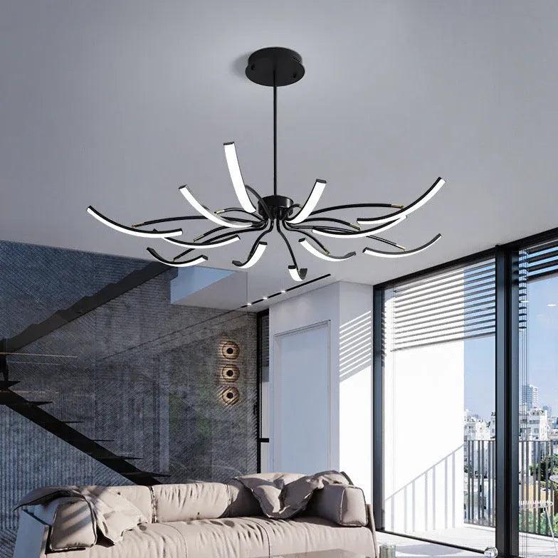 Modern Wave Shaped Pendant Light with Adjustable Arm - Elegant Hanging Lamp for Living Room, Bedroom, or Dining Area Lighting