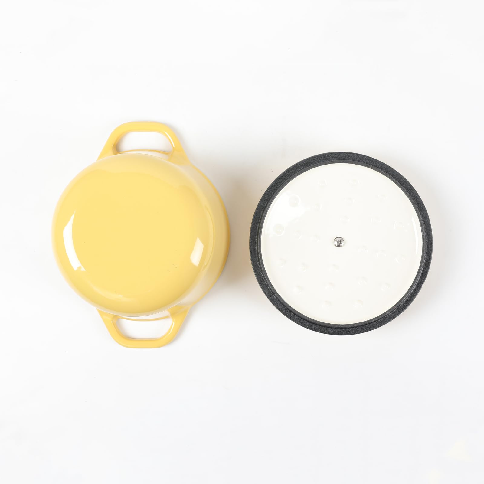 HAWOK 1.5-Quart Enameled Cast Iron Mini Dutch Oven - Yellow | Perfect for Baking, Stewing & Serving Individual Portions | Stovetop & Oven Safe