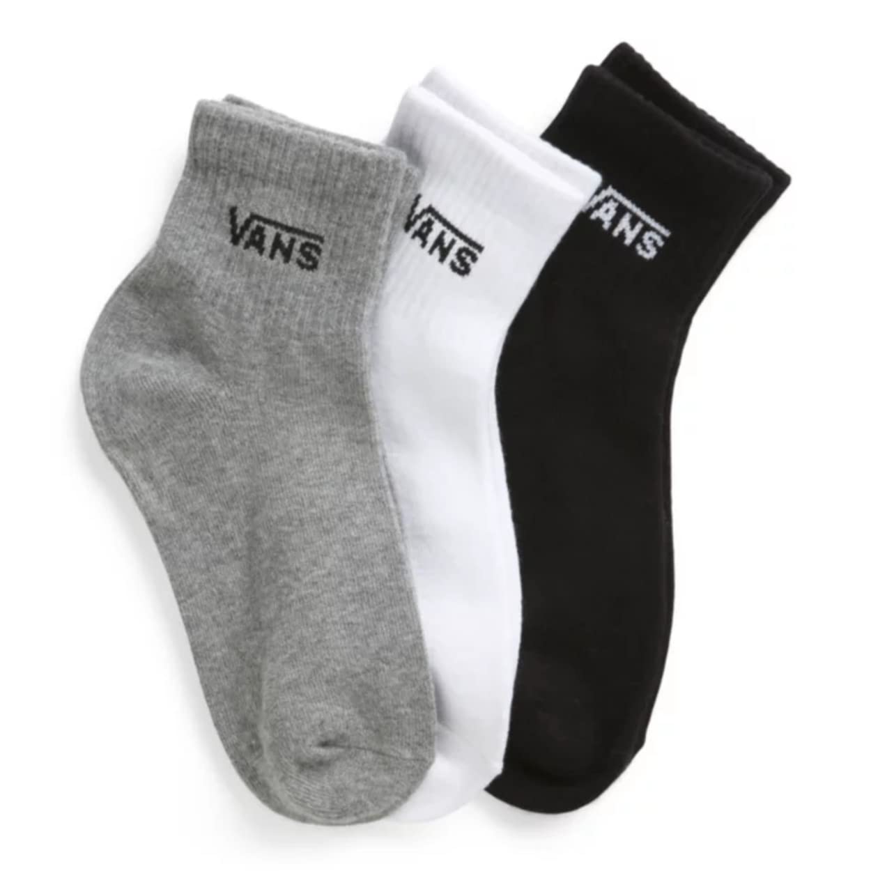 Vans Women's Half Crew Socks 3-Pack - Comfortable Cotton Casual Socks for Everyday Wear, Gym, and Sneakers