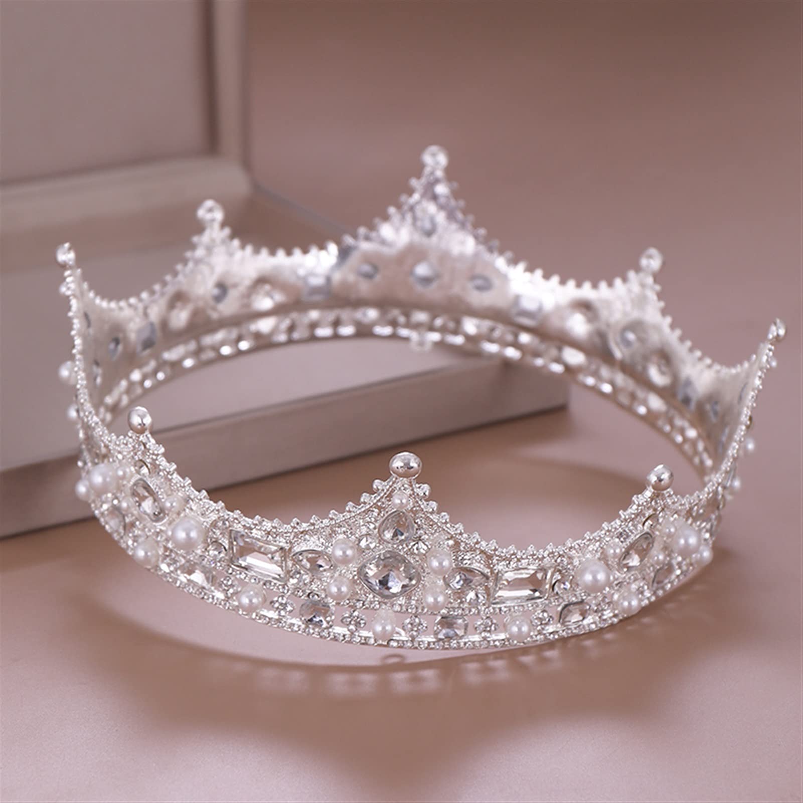 Vintage Royal Pearl Crystal Wedding Tiara Crown - Silver Bridal Headpiece for Bride, Hair Accessories & Diadem | Perfect for Weddings, Prom, Pageants & Formal Events