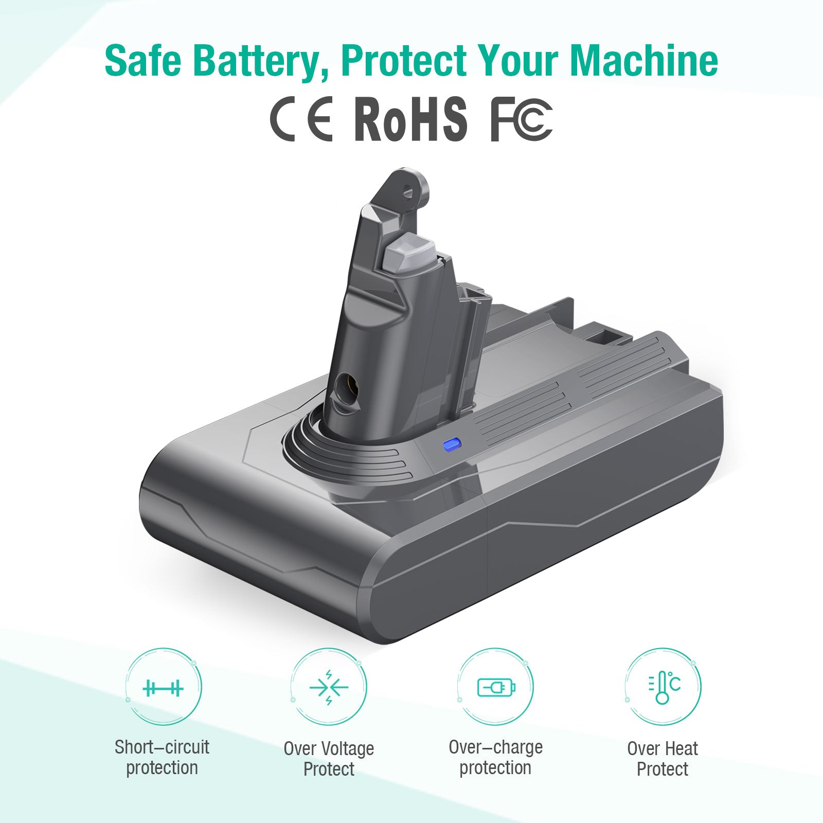 Dyson V6 Replacement Battery 4000mAh - Genuine High-Capacity Battery for Dyson V6 Cordless Vacuums | Perfect for Home Cleaning, Car Detailing & Pet Hair Removal