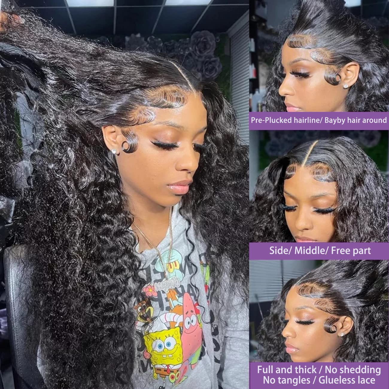 13x4 Water Wave Lace Front Wigs Human Hair - Pre Plucked with Baby Hair 180% Density Natural Black 22 Inch for Black Women | Perfect for Daily Wear, Parties & Special Occasions