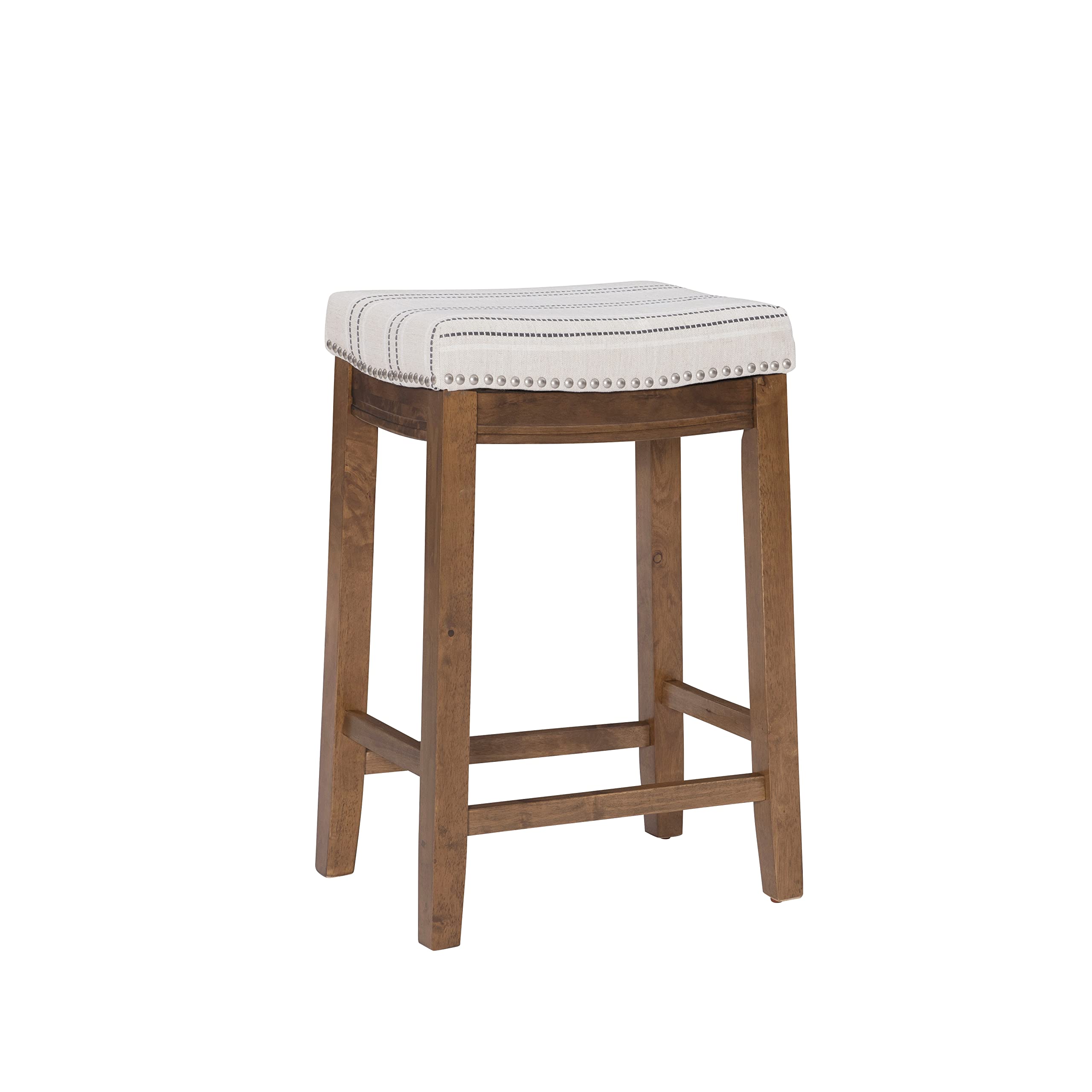 Linon Kingston Rustic Natural Linen Backless Counter Stool - 24