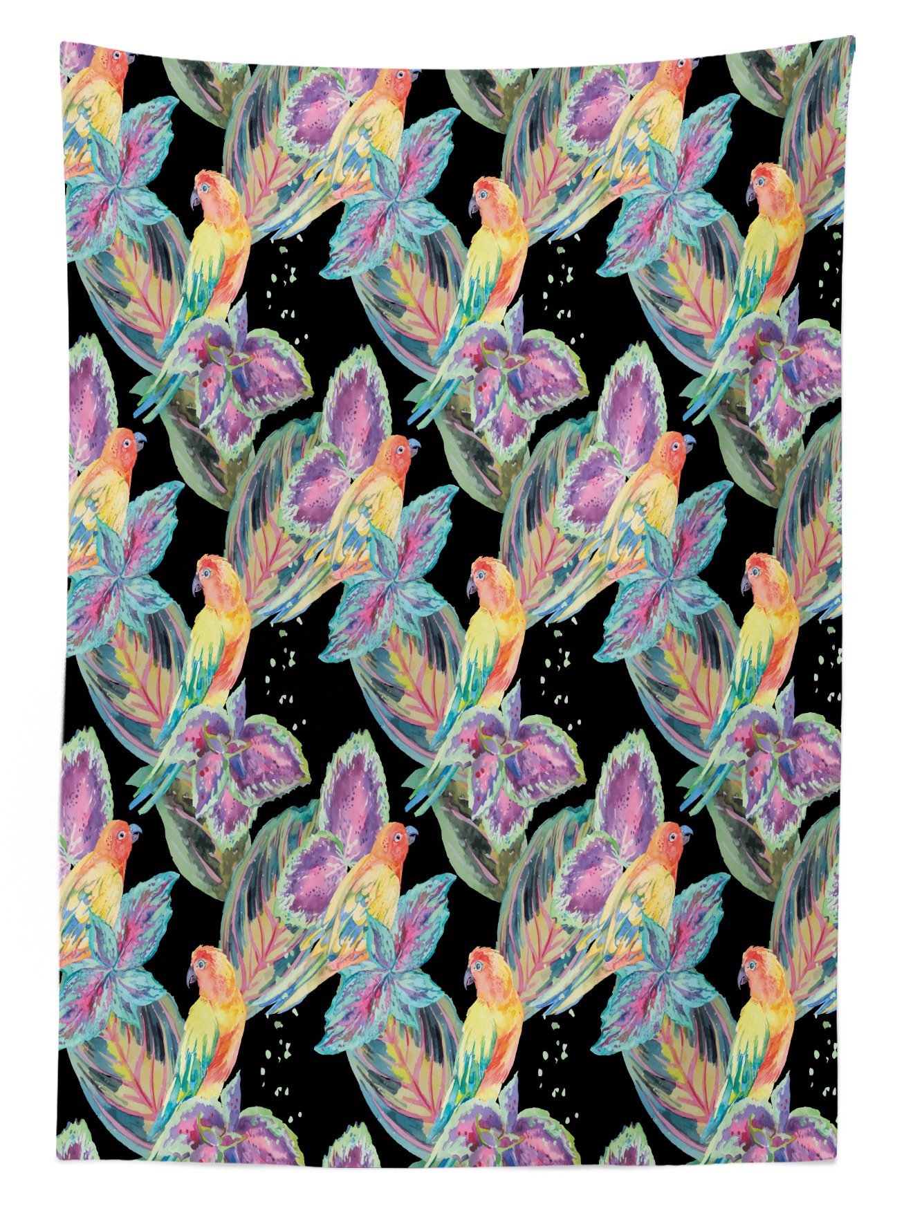 Colorful Parrots & Tropical Leaves Outdoor Tablecloth - Washable Picnic Table Cover 58