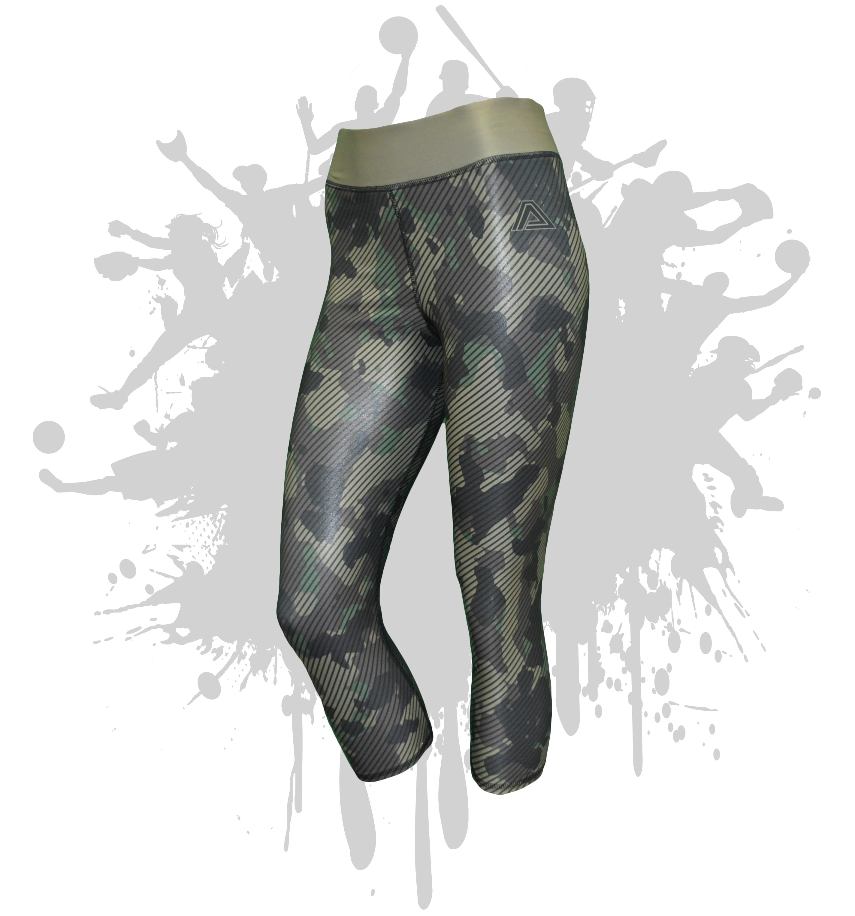 Women's Stretchy Camo Print Linear Capris - High Waist Yoga Pants for Workout, Running & Casual Wear