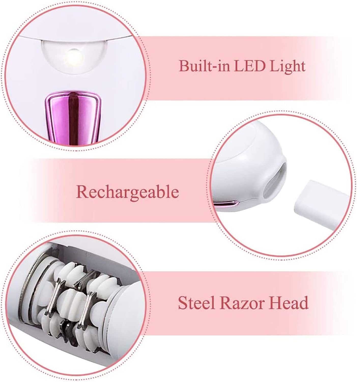 Electric Epilator for Women - Painless Hair Removal for Legs, Arms, Bikini & Face | Portable Rechargeable Ladies Shaver Trimmer | Perfect for Travel, Home & Salon Use