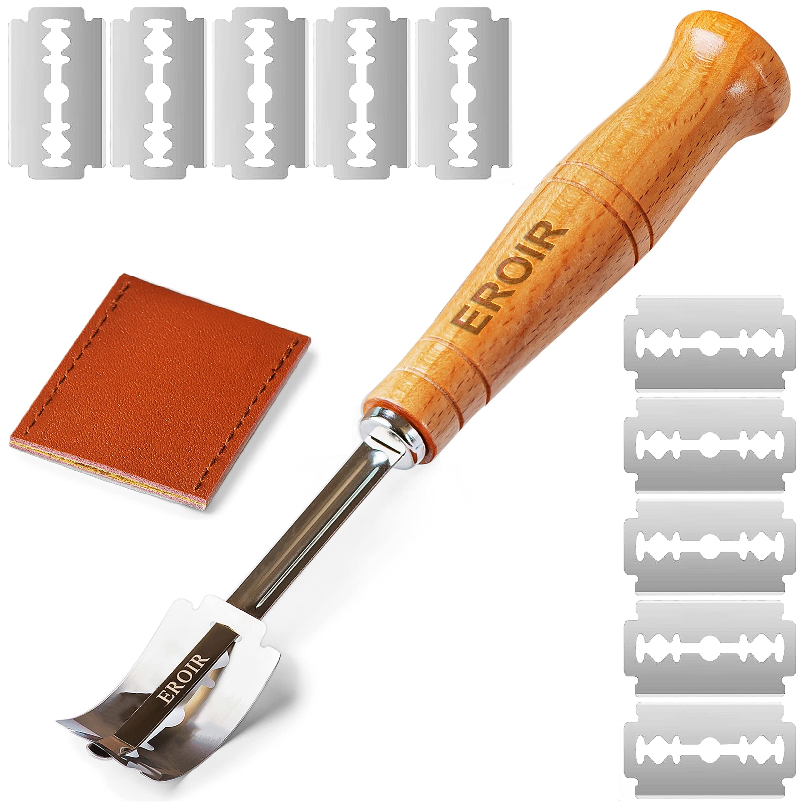Handcrafted Bread Lame Dough Scoring Tool for Sourdough Baking - Professional Bread Scoring Knife with 10 Extra Blades & Leather Protective Case - Perfect for Artisan Bread Making at Home
