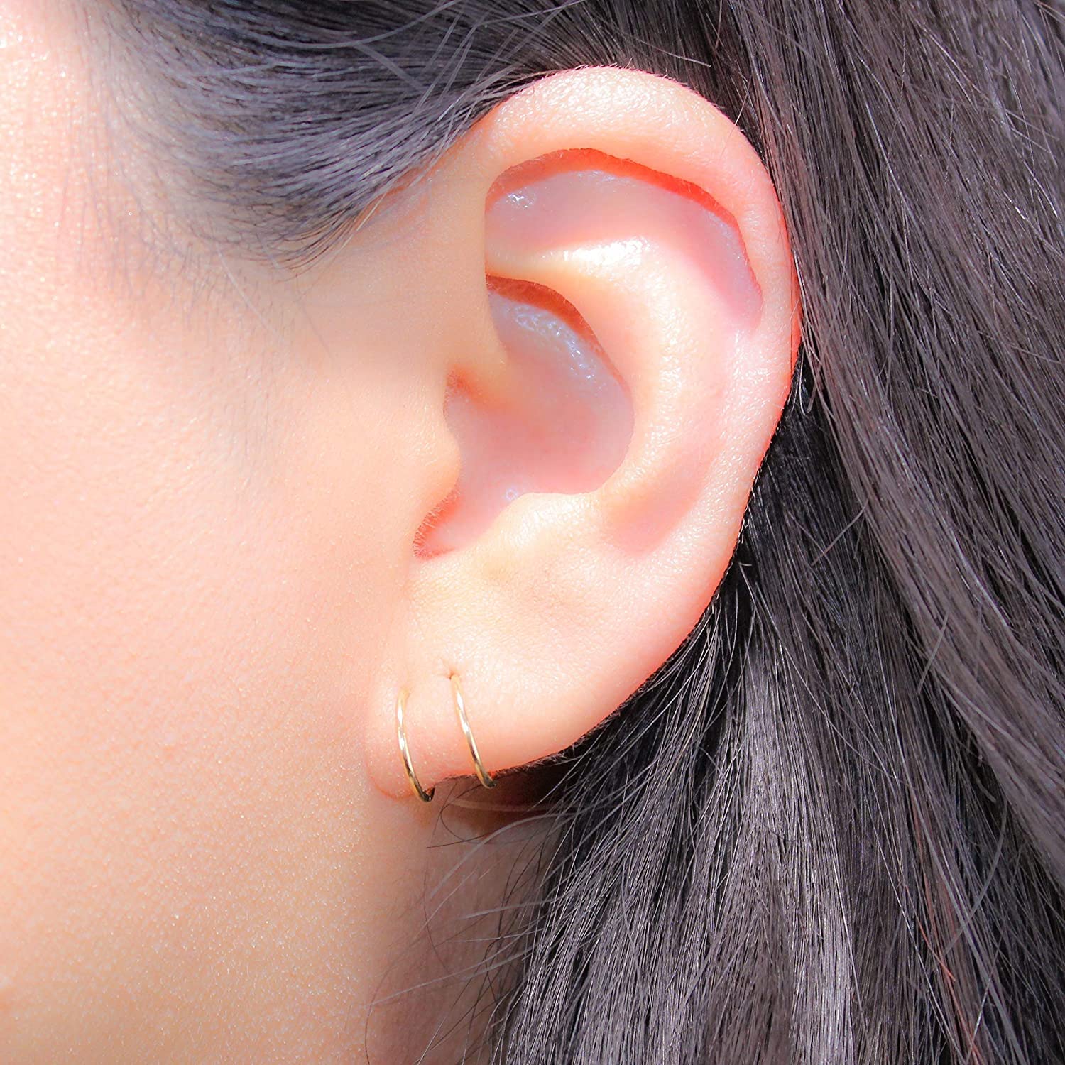 14K Rose Gold Filled Double Twist Hoop Earrings for Women - Single Piercing Spiral Cartilage Earrings | Dainty Everyday Jewelry for Work & Date Night