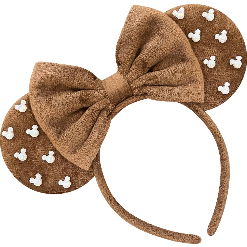 Women's Large Fuzzy Brown Headband with Plush Ears - Soft Winter Head Wrap for Adults & Plus Size - Perfect for Birthday Parties, Park Outings & Cold Weather Accessories