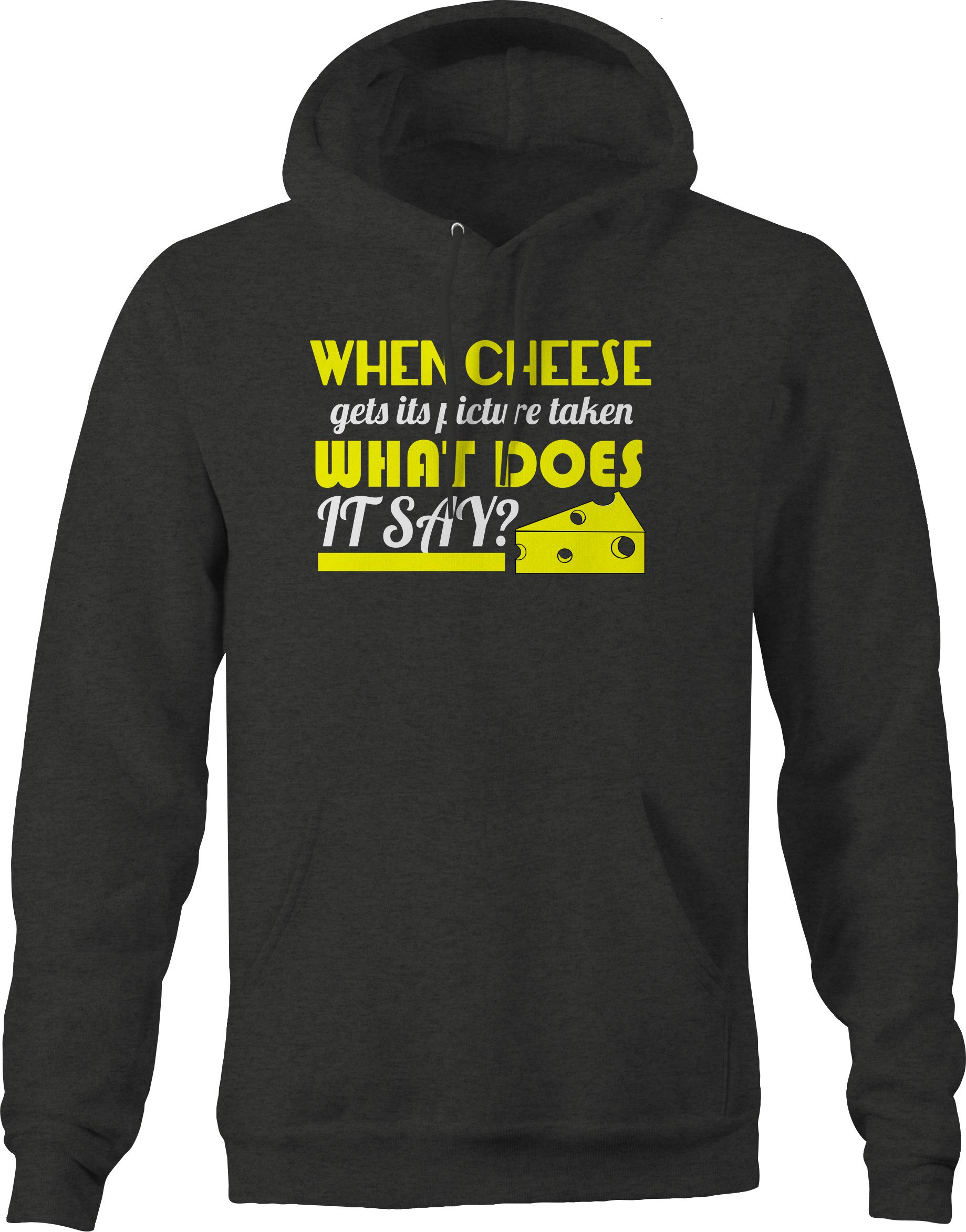 Funny Cheese Print Hoodie for Big Men 3XL - Dark Grey Pullover Sweatshirt | Cute Photography Props, Casual Wear & Cosplay Outfit