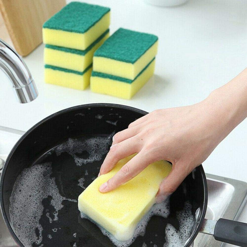 Non-Scratch Kitchen Cleaning Sponges - Dual-Sided Dish Scrubber Sponge for Pots, Pans, Dishes & Bathroom - Gentle Abrasive Scrub Pad for Car Wash & Household Cleaning (1-Pack) - Perfect for Daily Kitchen Cleaning & Tough Stain Removal