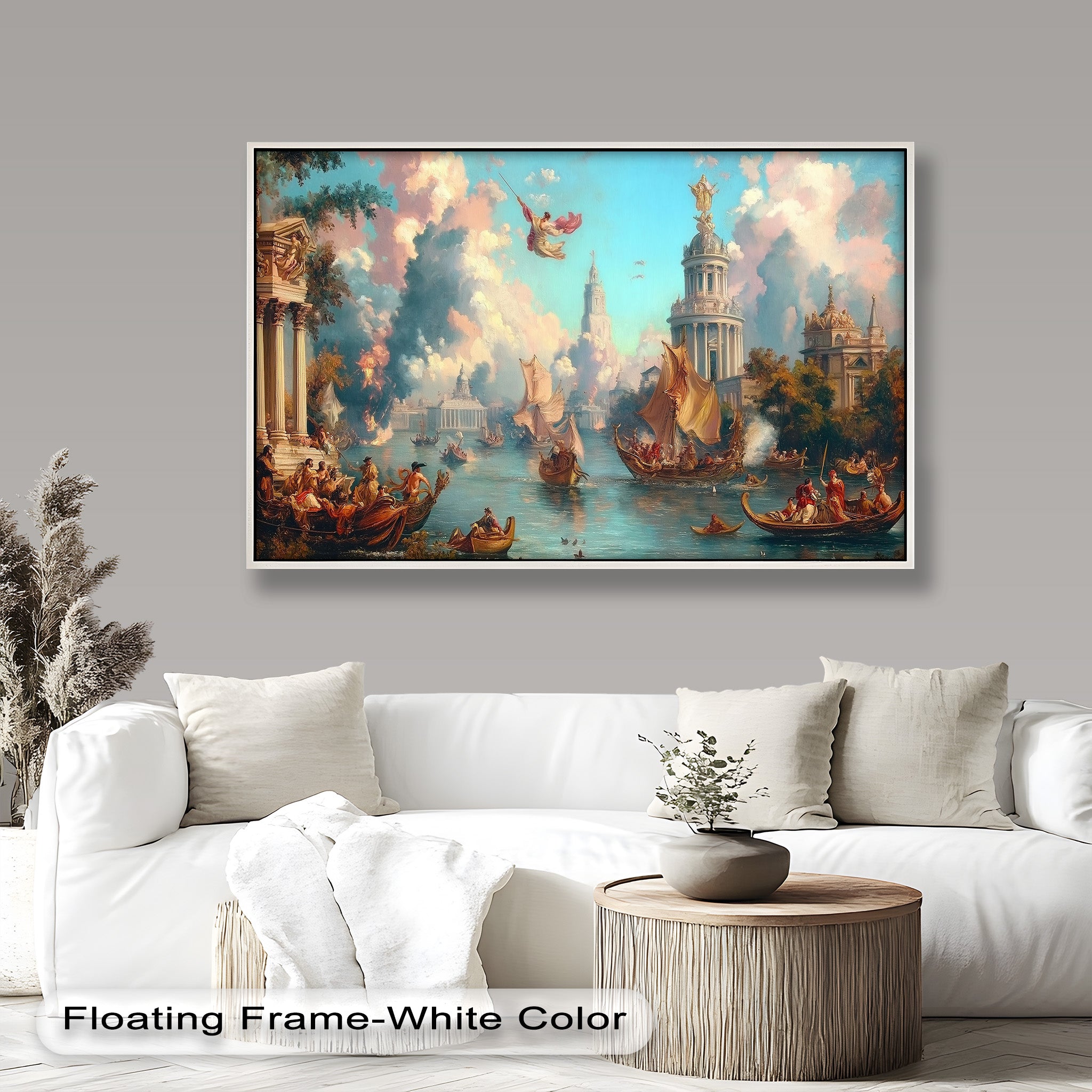Baroque River Parade - Grand Venetian Fantasy Oil Painting | Hand-Painted Canvas Art for Home & Office Decor | Perfect for Living Room, Bedroom, or Gallery Wall Display