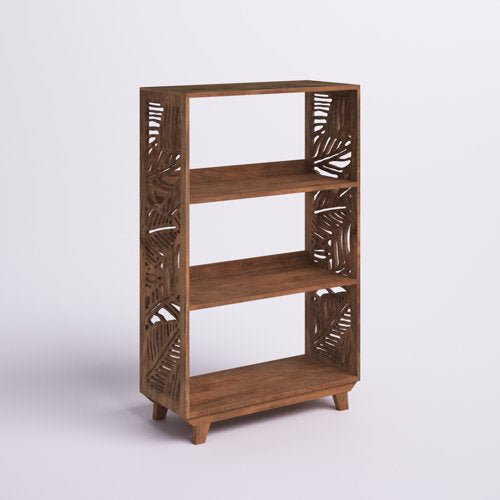 Hand Carved Solid Wood Bookcase - 5 Shelf Standard Book Shelf for Home & Office | Wooden Bookshelf Furniture for Living Room, Bedroom, Study & Library Storage