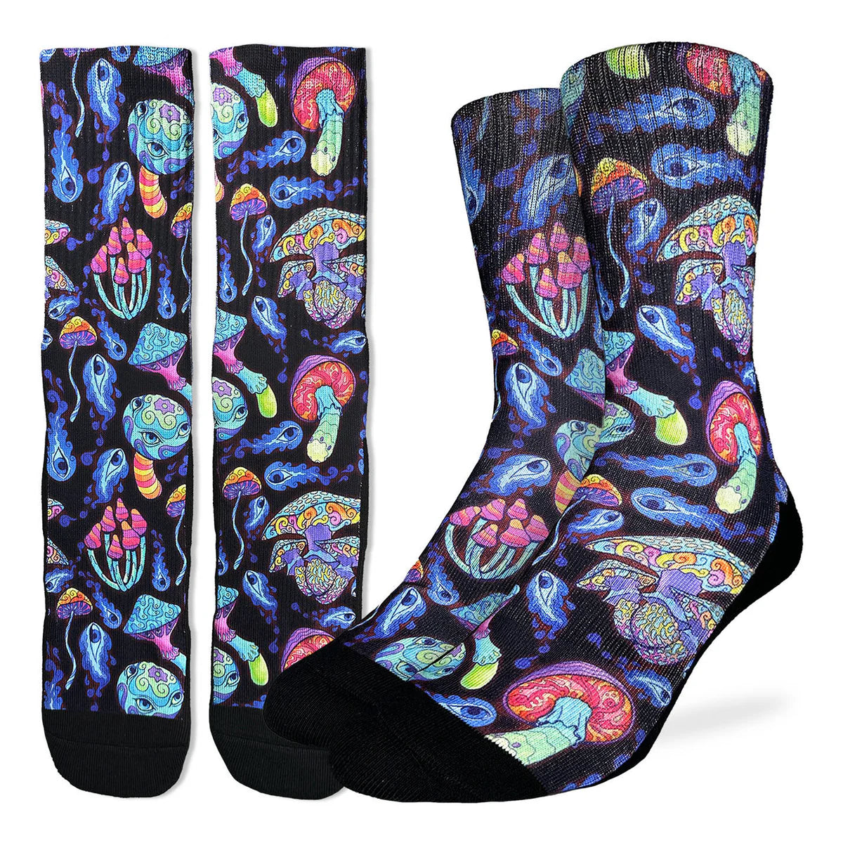 Trippy Mushrooms Active Socks - Psychedelic Print Athletic Socks for Running, Yoga & Workouts - Fun & Comfortable for Outdoor Activities & Gym Sessions