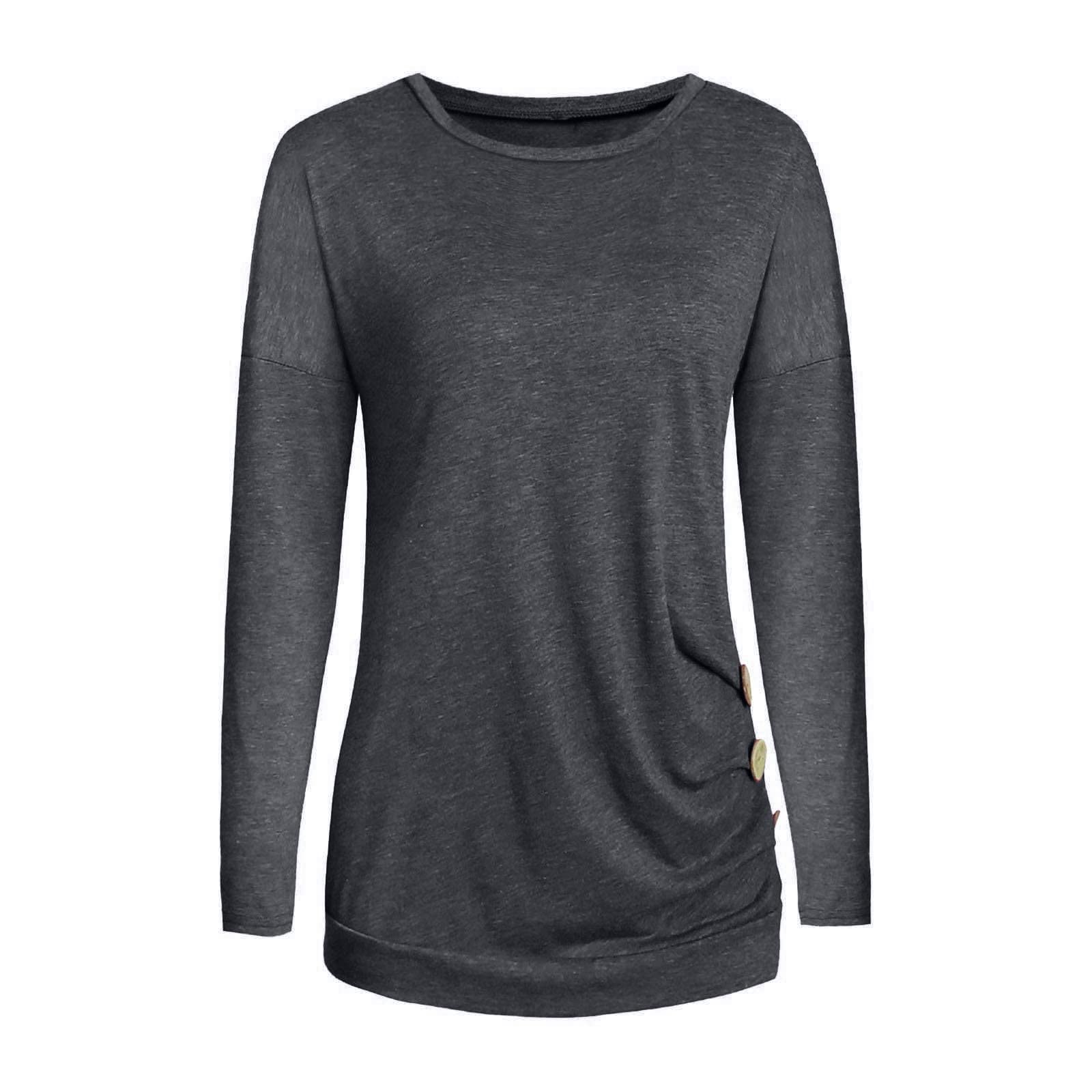 Women's Long Sleeve Round Neck Bodycon Casual Blouse - Summer & Fall Tops for Women - Perfect for Office, Date Night & Everyday Wear