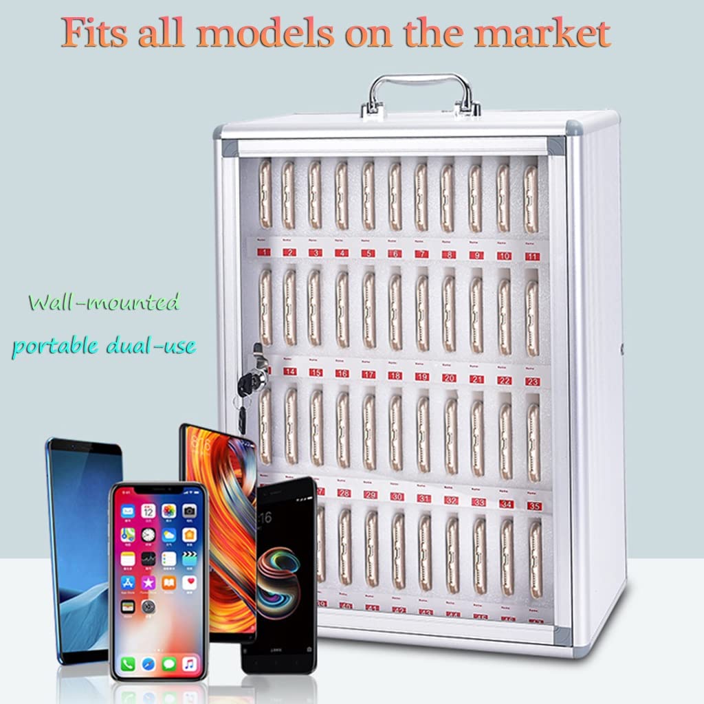 Wall-Mounted Cell Phone Storage Cabinet - Portable Mobile Phone Safe Deposit Box for Schools & Offices - Silver, 12 Inch - Ideal for Classrooms, Meetings & Secure Device Storage