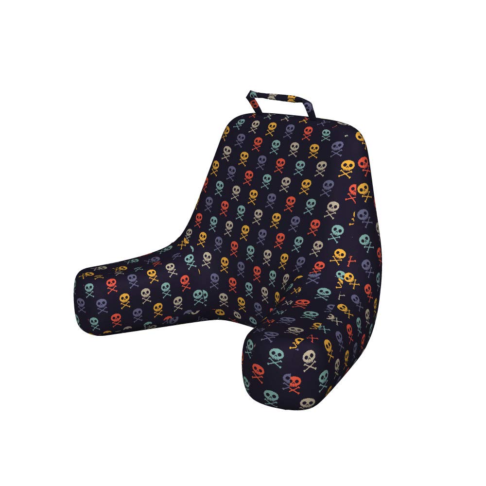 Ambesonne Pixel Art Skull & Bones Pirate Reading Pillow Cover - Soft Fabric XL Unstuffed Bed Rest Case - Dark Backdrop with Colorful Motifs - Perfect for Book Lovers, Gaming & Home Decor