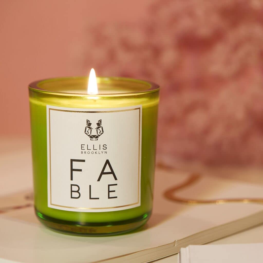 Ellis Brooklyn SALT Body Oil & FABLE Scented Candle Gift Set - Hydrating Moisturizer & Aromatic Soy Wax Candle for Relaxation, Spa, Bath & Home Decor