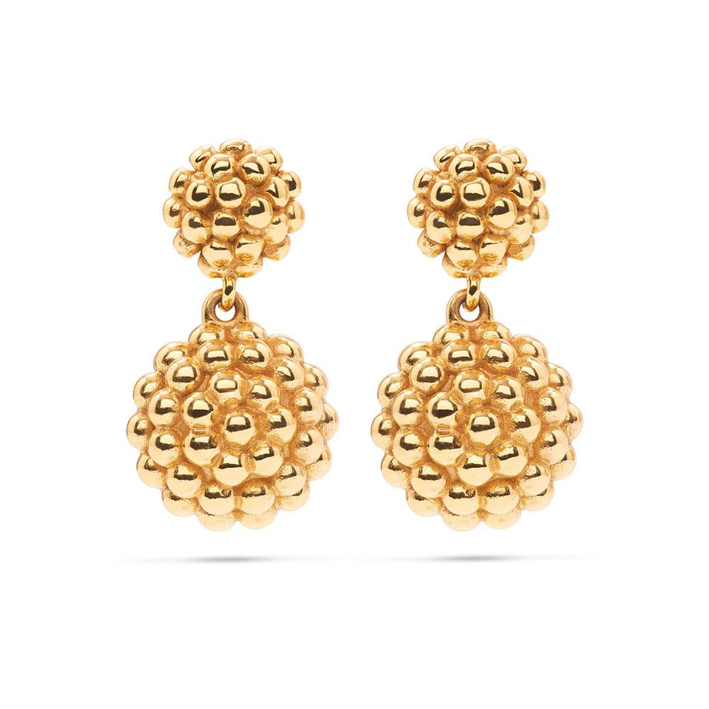 Capucine de Wulf Berry Double Drop Gold Earrings - Elegant Dangling Jewelry for Women, Perfect for Weddings, Parties & Special Occasions