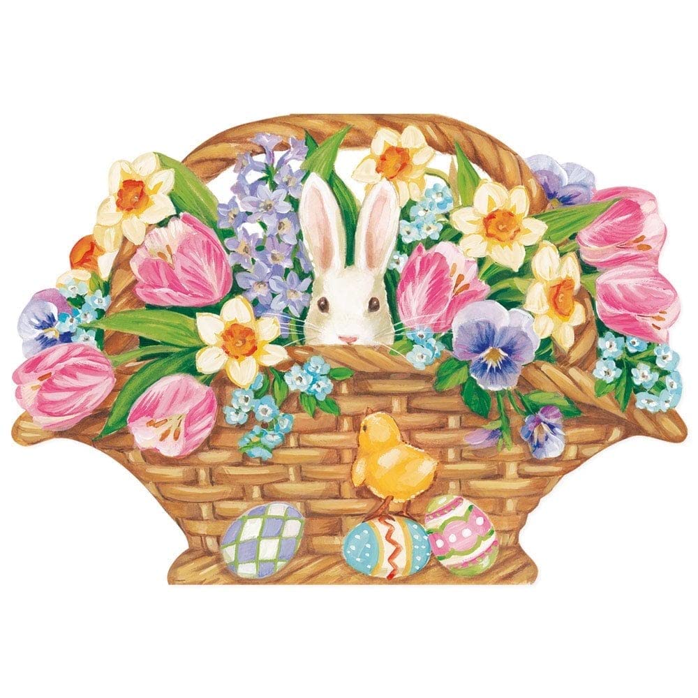 Easter Greeting Card - Bunny in Easter Basket Die-Cut Design | Perfect for Easter Celebrations, Gifts & Spring Decor | 1 Count