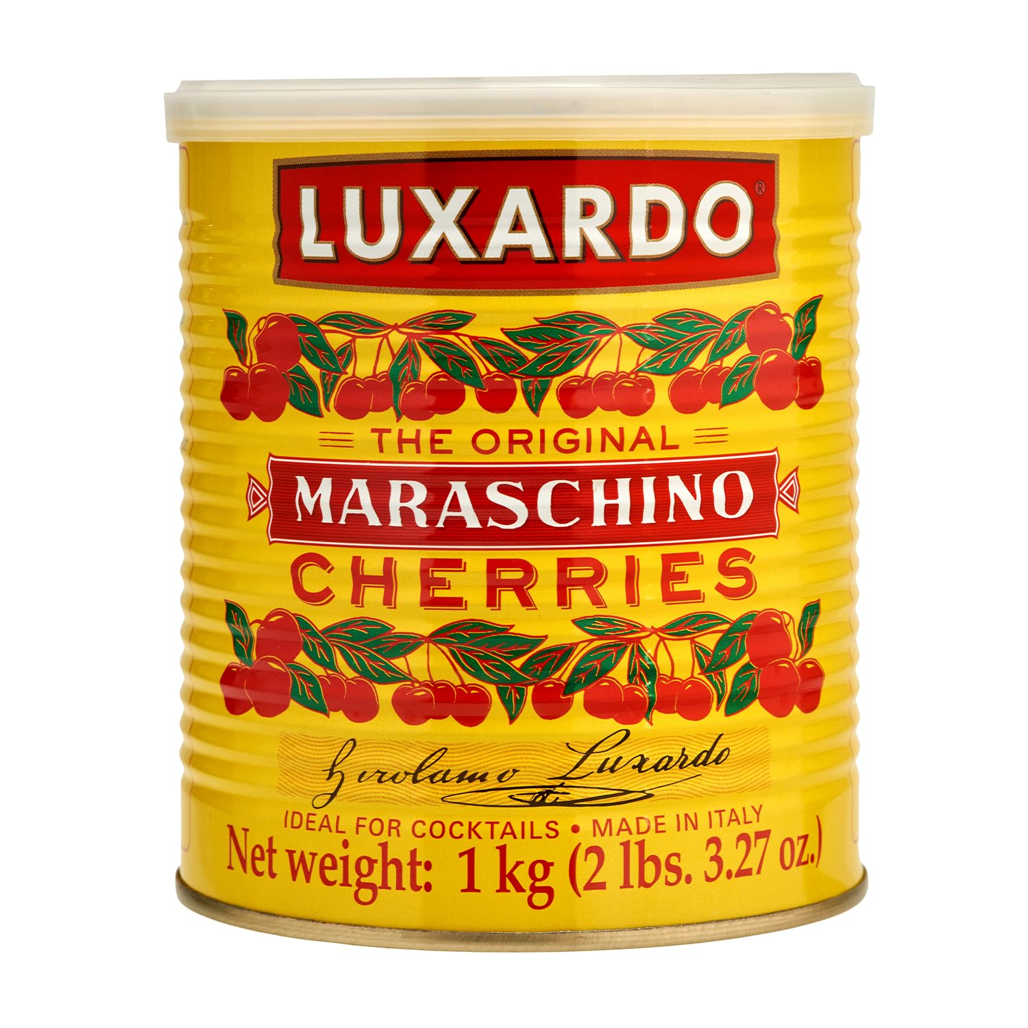 Premium Luxardo Gourmet Maraschino Cherries - 2.2 lbs Can (1000g) - Italian Cocktail Cherries for Martinis, Desserts & Baking - Perfect for Home Bars, Cocktail Parties & Gourmet Recipes