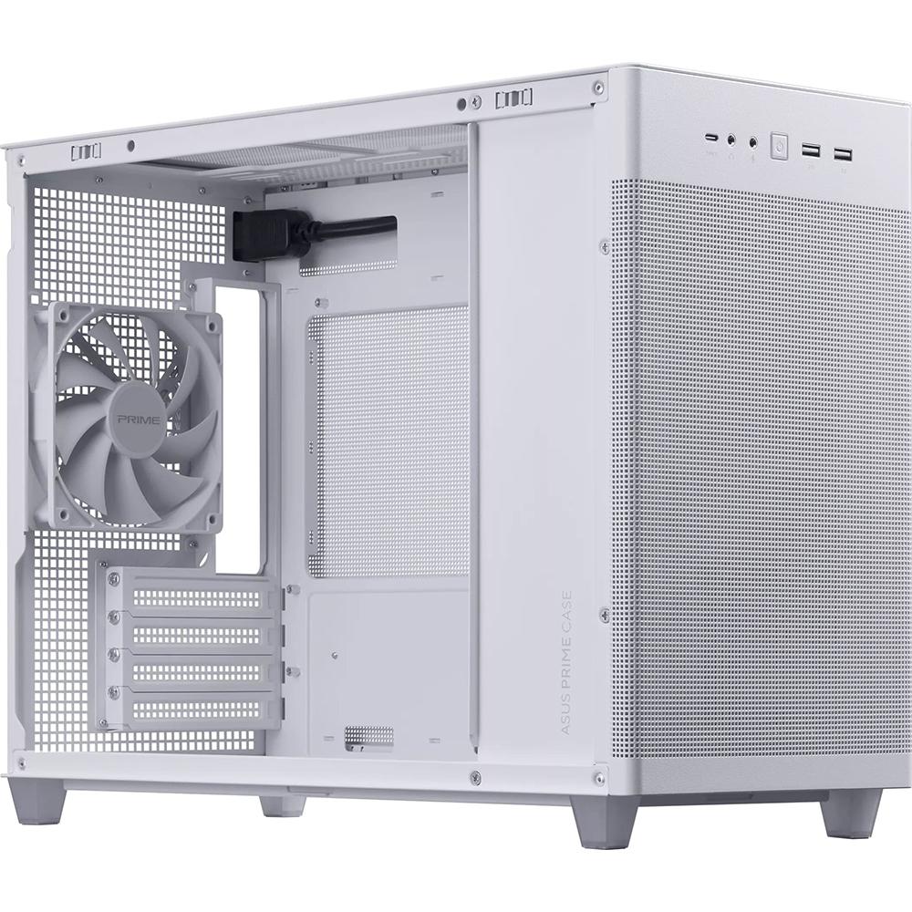 ASUS Prime AP201 White MicroATX PC Case - Compact Mesh Design for Gaming & Home Office Builds | Perfect for Small Spaces & High Airflow Setups