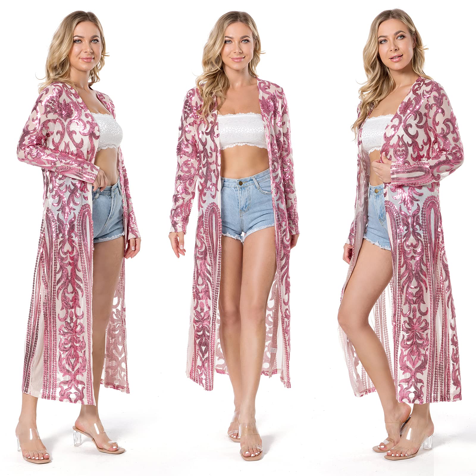 Women's Sequin Cardigan - Summer Glitter Cover Up Dress with Open Front, Sparkling Duster Coat for Evening Party, Prom & Beach Outings | Perfect for Weddings, Night Out & Special Occasions