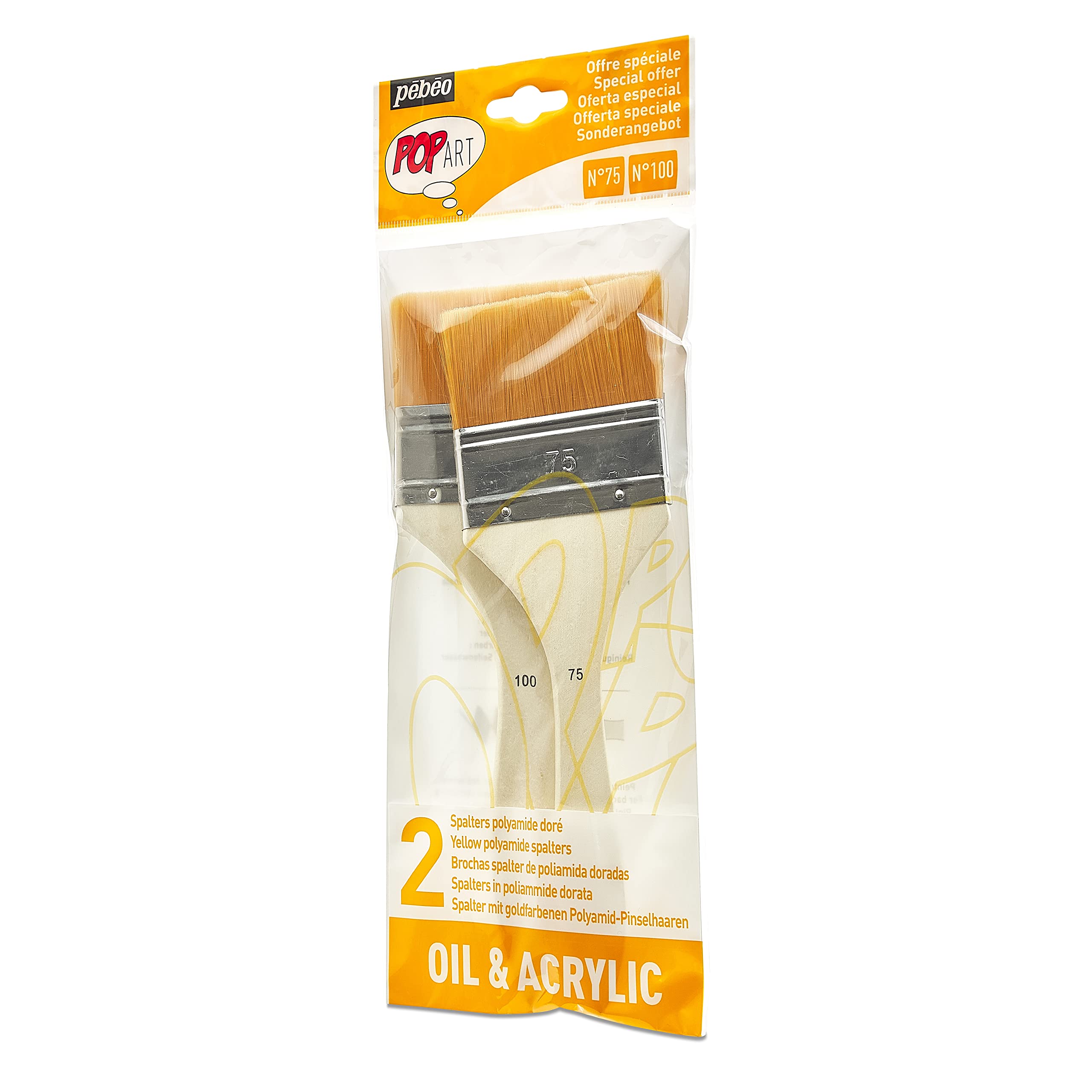 Pebeo Professional Artist Paintbrush Set - High-Quality Yellow Brushes for Acrylic, Oil & Watercolor Painting | Perfect for Canvas, Wood & Fabric Art Projects