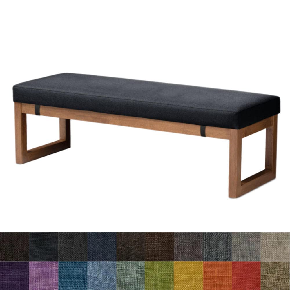 Kimgull Rectangle Bench Cushion 55.1x11.8x3.15 Inch - Washable Removable Long Chair Pad with Non-Slip Backing - Indoor Outdoor Bench Seat Cushion for Garden, Patio, Chaise Lounge & Swing - Black