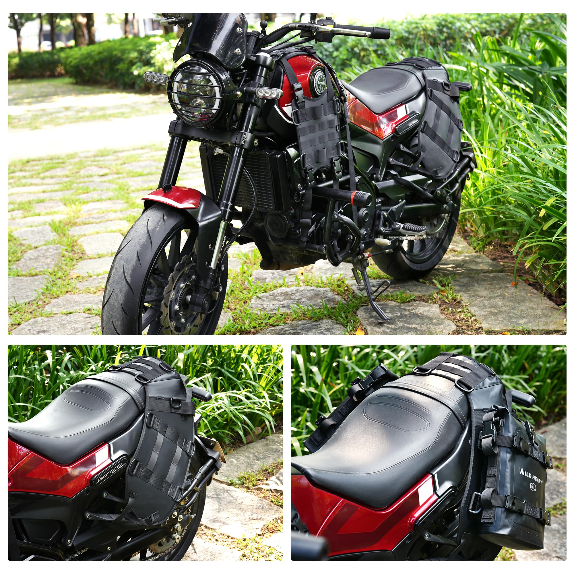 WILD HEART Motorcycle Tank Mount for Bags & Walkie Talkie - Durable Riding Accessory
