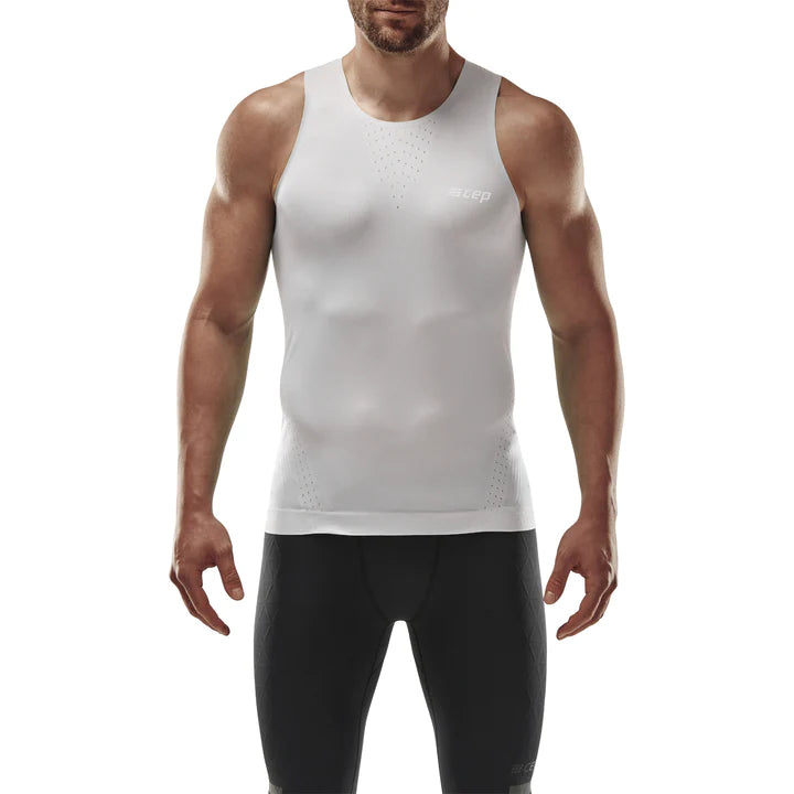 CEP Men's Ultralight Performance Tank Top - Moisture Wicking & Breathable Workout Shirt for Running, Gym & Training - White