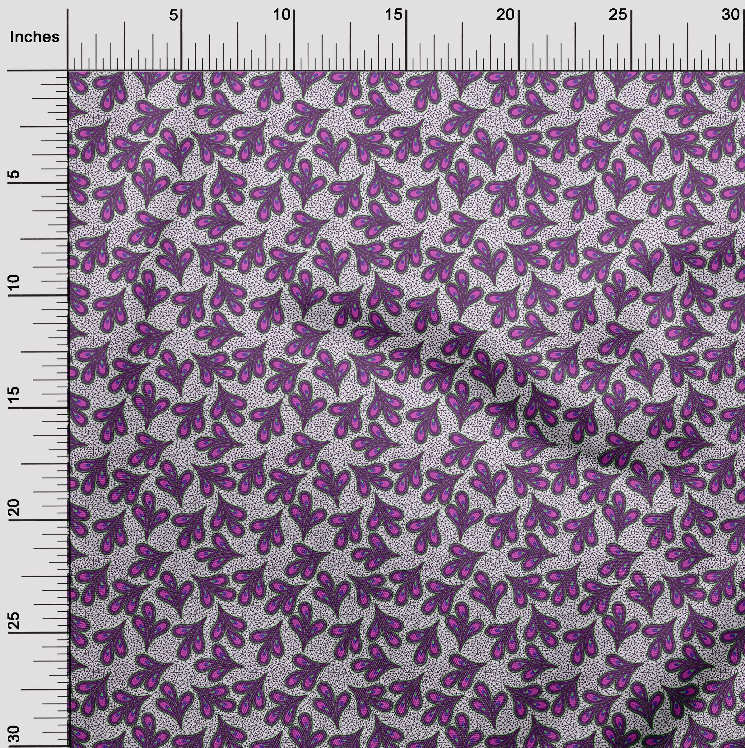oneOone Silk Tabby Fuchsia Pink Asian Block Print Fabric by The Yard - 42 Inch Wide Dress Material for DIY Fashion, Home Decor & Quilting