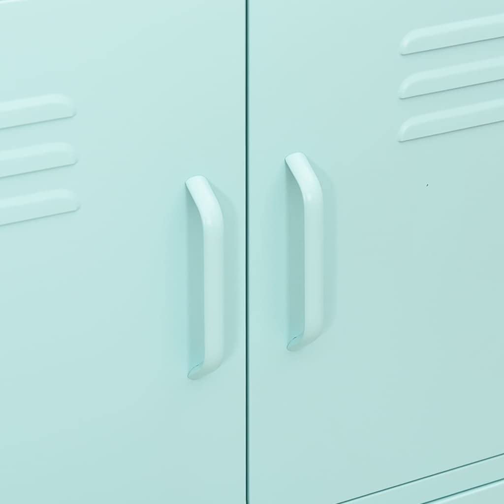 4-Door Steel Storage Cabinet with 2 Adjustable Shelves - Heavy Duty Metal Organizer for Home, Office & Garage - Perfect for Storing Tools, Household Supplies & More (Mint Green, Assembly Required)