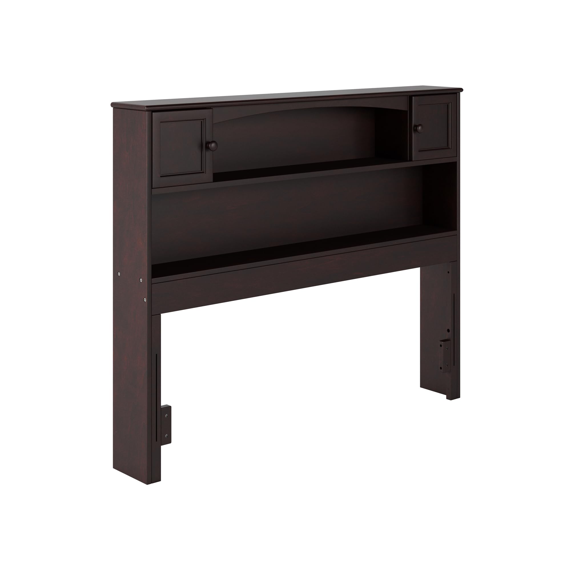 AFI Newport Full Size Bookcase Headboard with USB Charging Port - Espresso Finish for Bedroom Storage & Organization