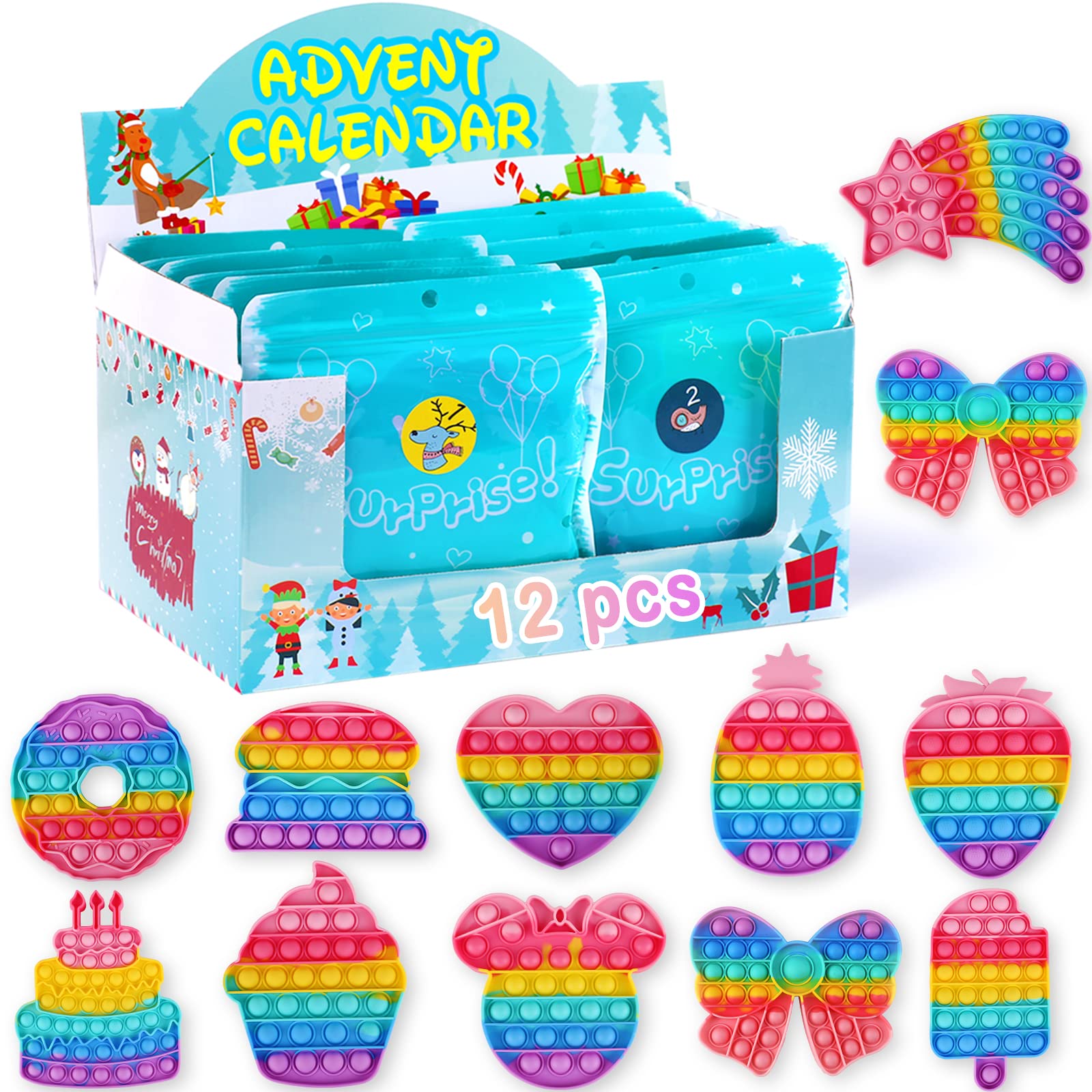 12 Pack Fidget Toys for Kids - Stress Relief Sensory Toys for Boys, Girls & Teens - Bulk Party Favors, Stocking Stuffers, Goodie Bag Prizes & Countdown Gifts (Pink) - Perfect for Birthday Parties, Classroom Rewards & Christmas Stockings