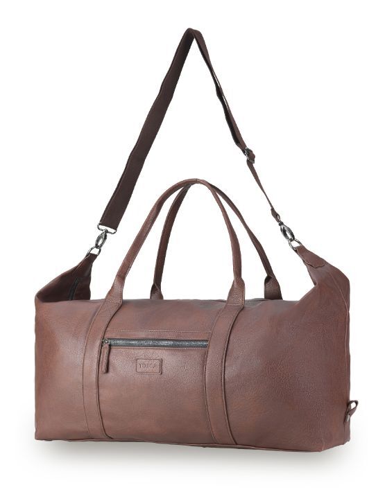 Tosca VG012 Vegan Leather Duffle Bag - Chocolate Brown - Eco-Friendly Travel Duffel for Gym, Work & Weekend Getaways