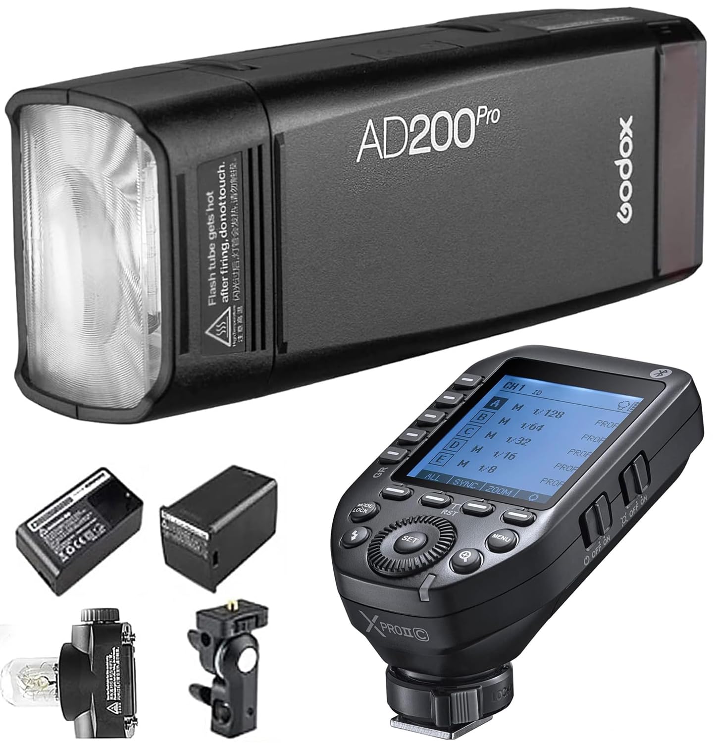 Godox AD200Pro Pocket Flash & XPRO II C Trigger Kit - 200Ws Output, 2.4G Wireless TTL, Interchangeable Heads - Compatible with Canon Cameras - Perfect for Portrait, Event, and Outdoor Photography - Ideal for Wedding, Studio, and Travel Photography