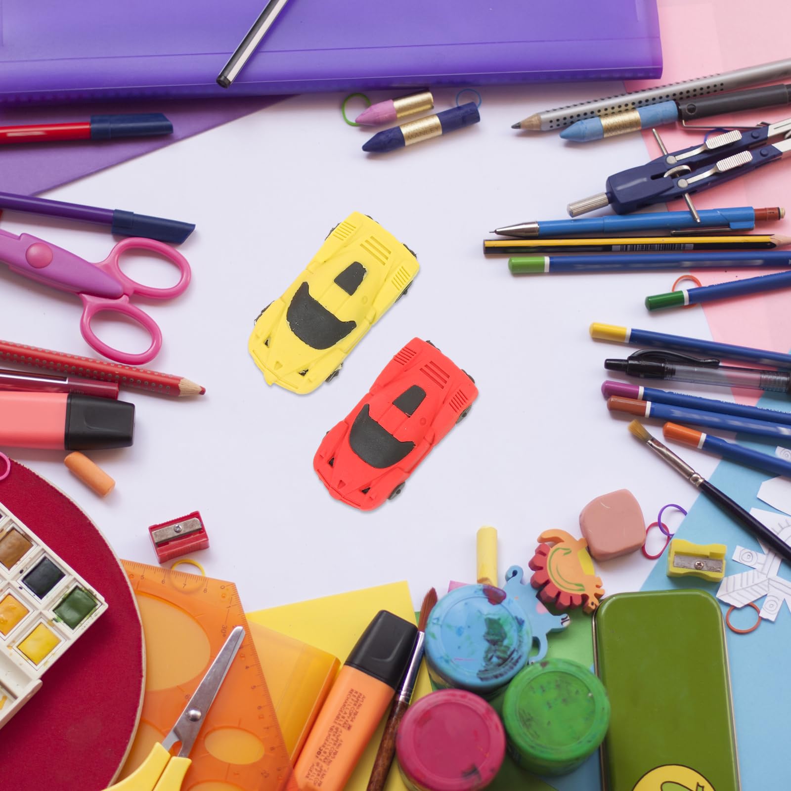 20-Pack Fun Car-Shaped Pencil Erasers - Bulk School Supplies for Students, Classroom Rewards, Party Favors (Christmas, Holidays, Festivals) - Perfect for Back-to-School, Birthday Goodie Bags & Teacher Gifts