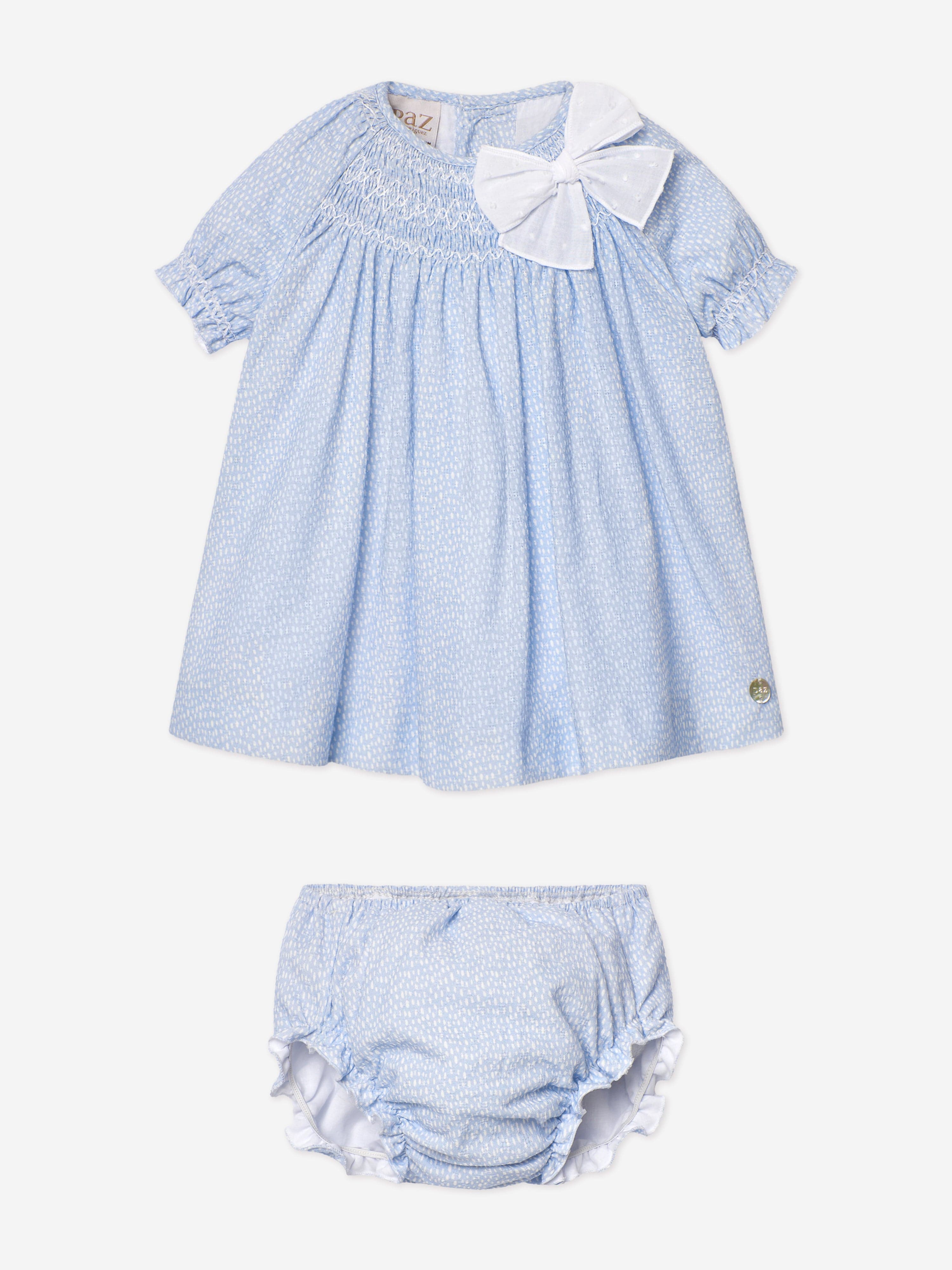 Adorable Baby Girls Dress and Bloomers Set - Soft Blue Outfit for Newborns & Infants | Perfect for Photo Shoots, Parties & Special Occasions