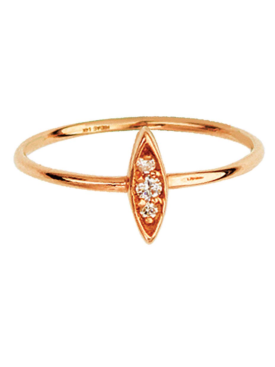 14K Rose Gold Stackable Genuine Diamond Ring - 1/20 CTW Marquise Cut North to South Setting - Perfect for Layering, Anniversary Gifts & Everyday Elegance