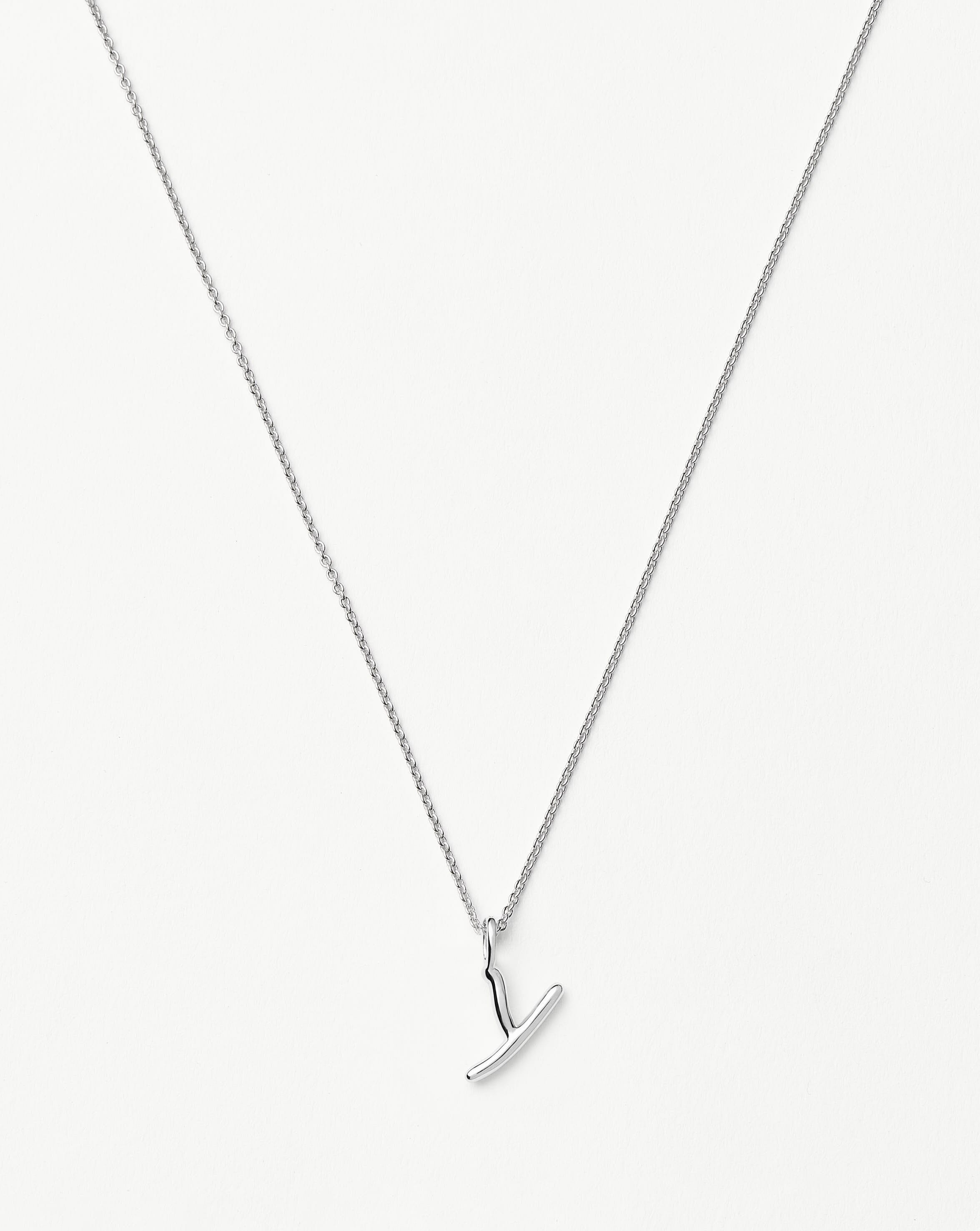 Curly Molten Mini Initial Necklace - Sterling Silver Personalized Jewelry for Women | Perfect Gift for Birthday, Anniversary & Valentine's Day